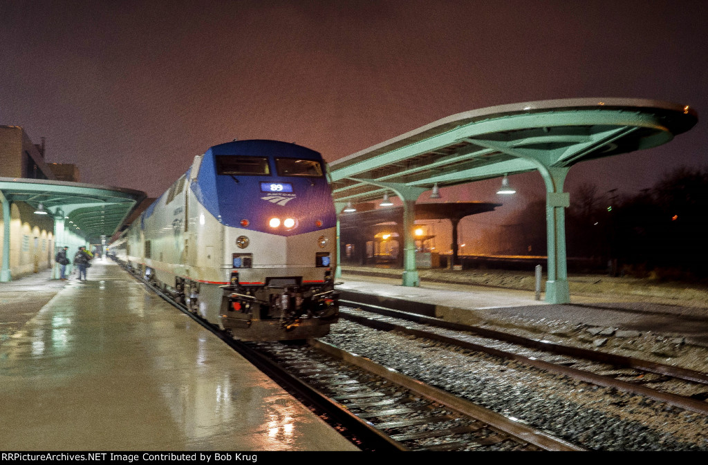 The westbound Lake Shore Limited calls at Toledo in the pre-dawn hours